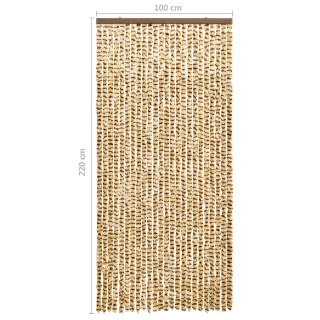 Insect Curtain Beige and Brown 100x220 cm Chenille - OLBRIT