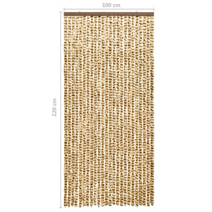 Insect Curtain Beige and Brown 100x220 cm Chenille - OLBRIT