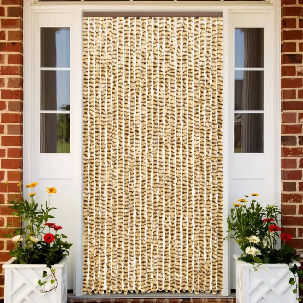 Insect Curtain Beige and Brown 100x220 cm Chenille - OLBRIT