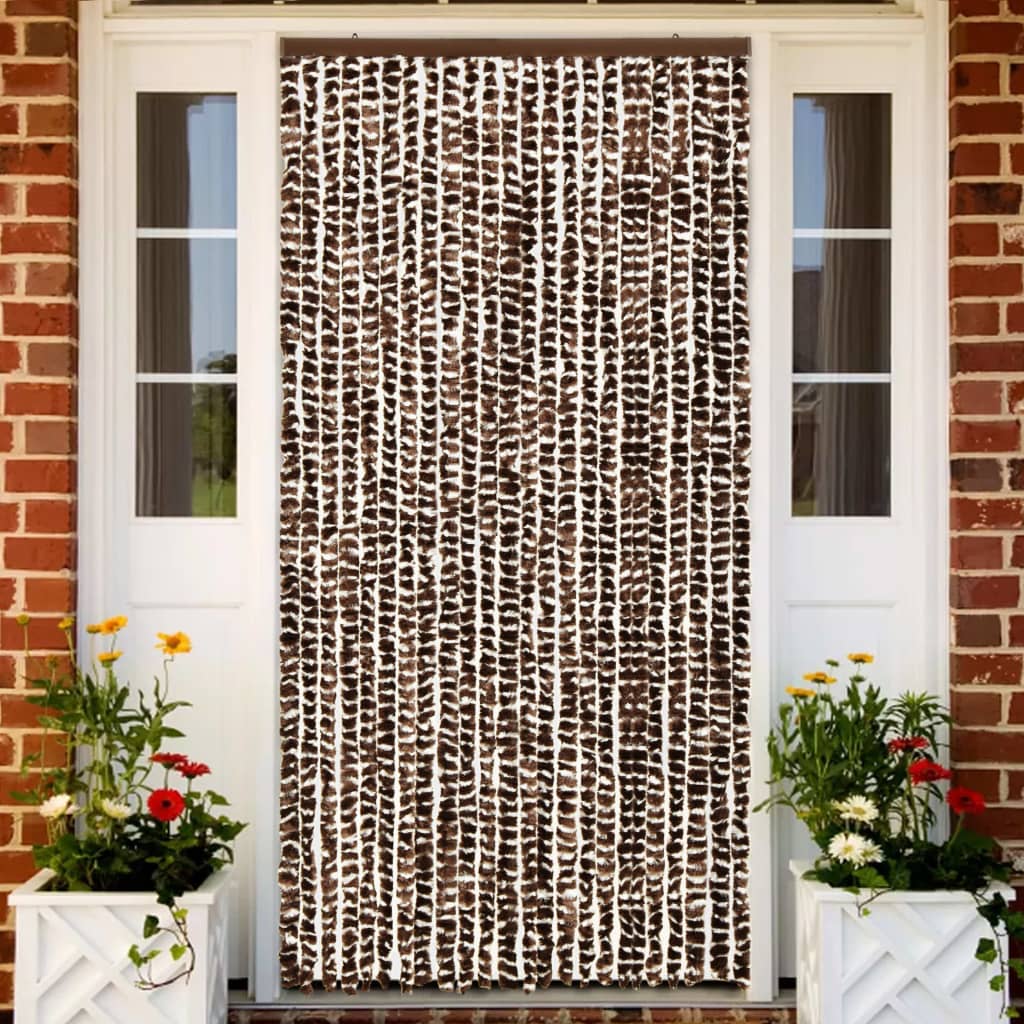 Insect Curtain Brown and White 100x220 cm Chenille - OLBRIT