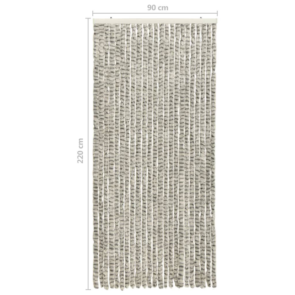 Insect Curtain Light and Dark Grey 90x220 cm Chenille - OLBRIT