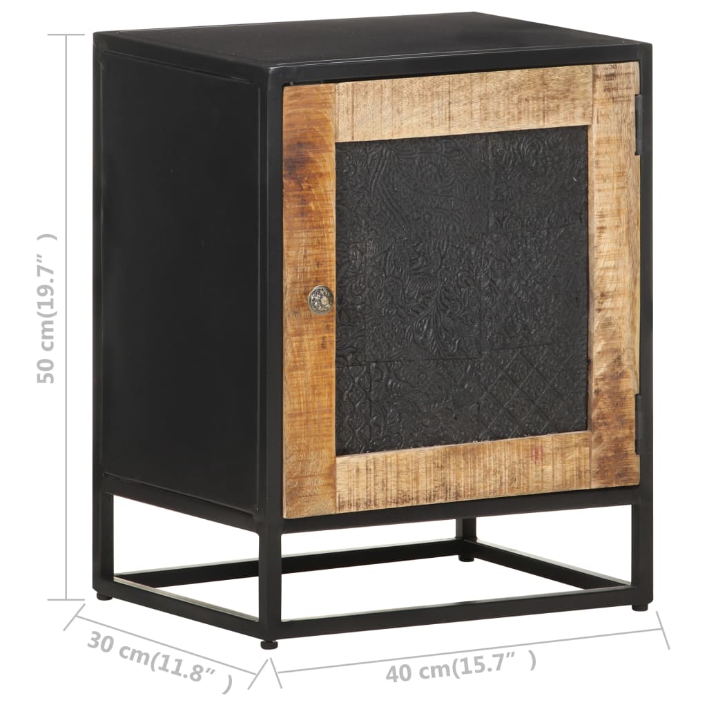 Bedside Cabinet 40x30x50 cm Rough Mango Wood - OLBRIT