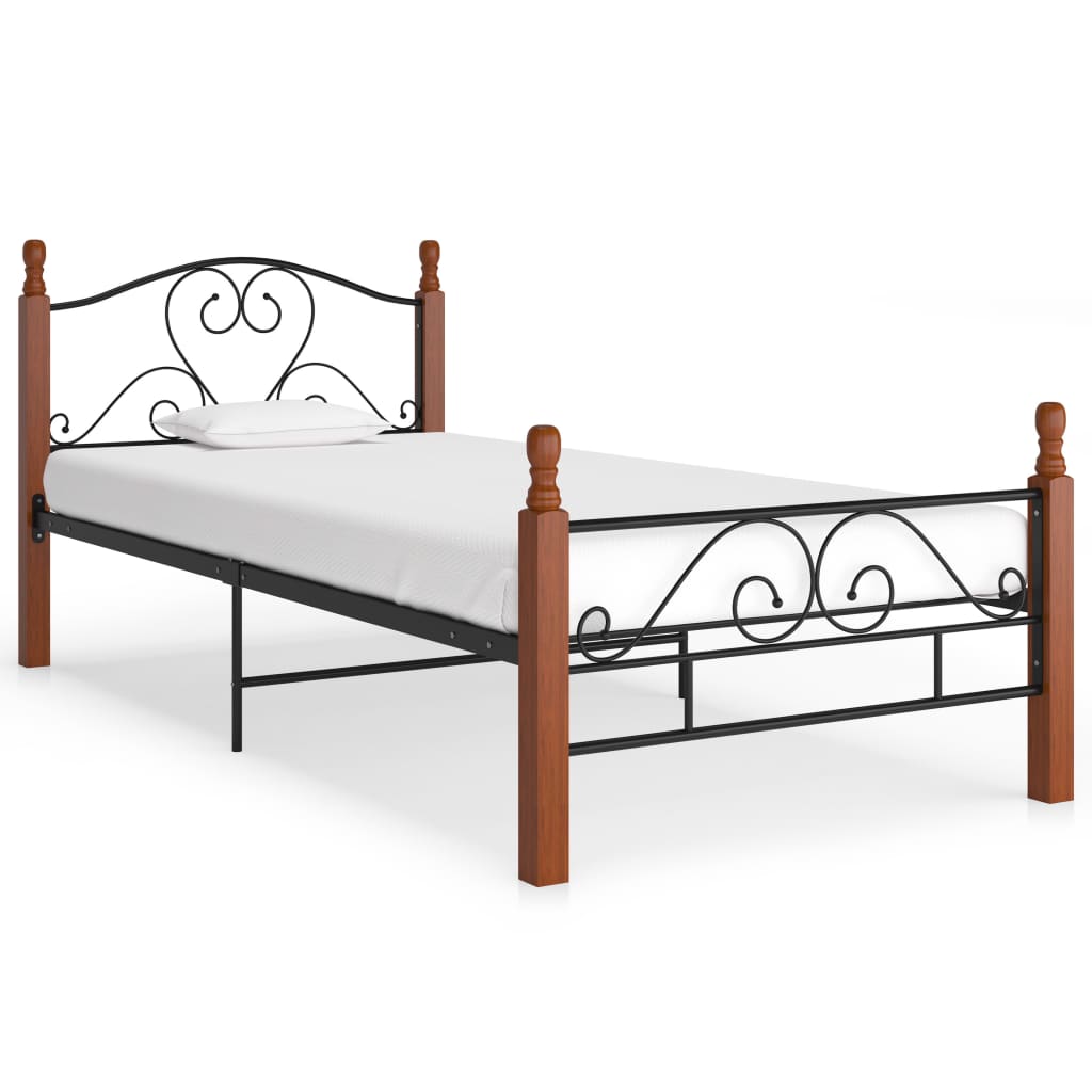 Bed Frame Black Metal 90x200 cm - OLBRIT