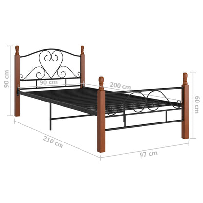 Bed Frame Black Metal 90x200 cm - OLBRIT