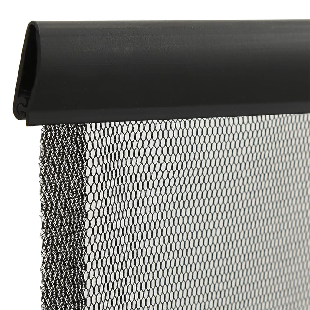 Insect Door Screen with 5-Piece Mesh Curtain Black 120x240 cm - OLBRIT
