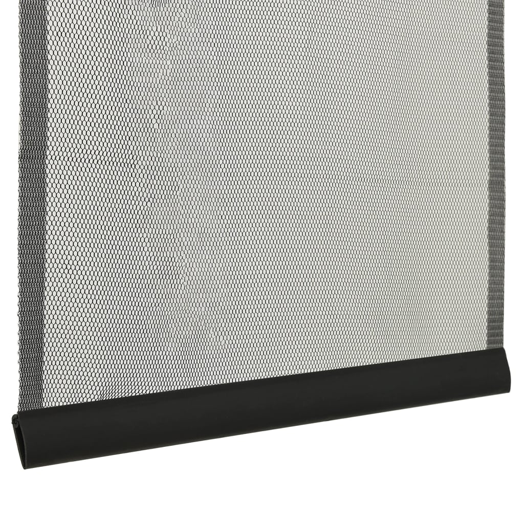 Insect Door Screen with 10-Piece Mesh Curtain Black 240x240 cm - OLBRIT