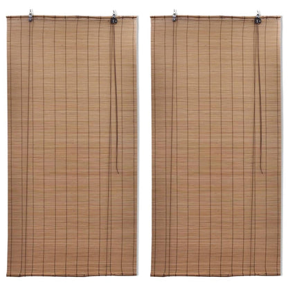 Bamboo Roller Blinds 2 pcs 150 x 220 cm Brown - OLBRIT