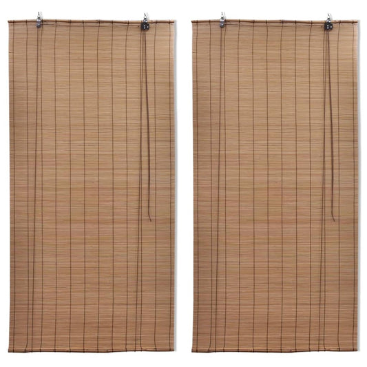 Bamboo Roller Blinds 2 pcs 150 x 220 cm Brown - OLBRIT