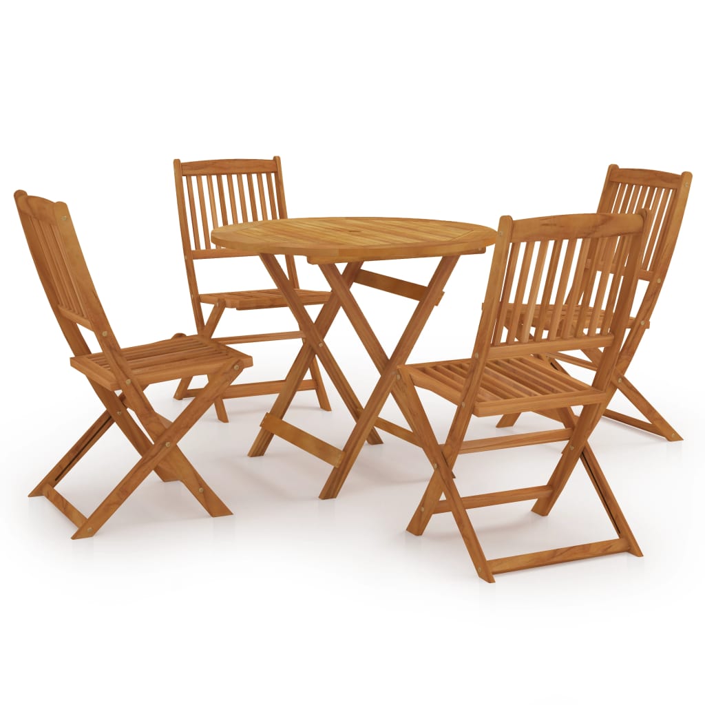 vidaXL 5 Piece Folding Garden Dining Set Solid Acacia Wood - OLBRIT