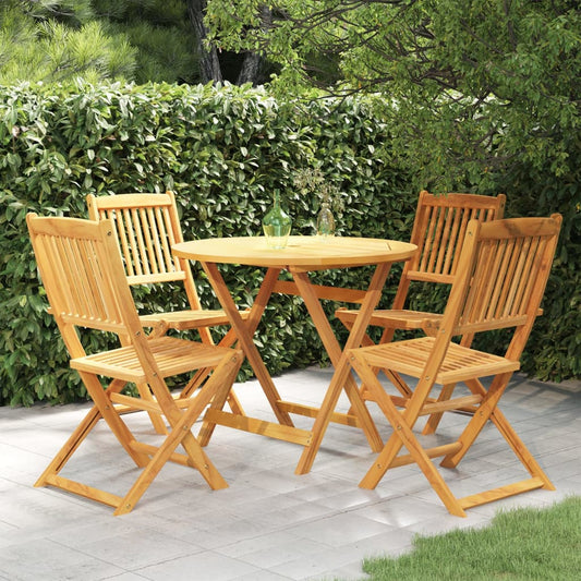 vidaXL 5 Piece Folding Garden Dining Set Solid Acacia Wood - OLBRIT