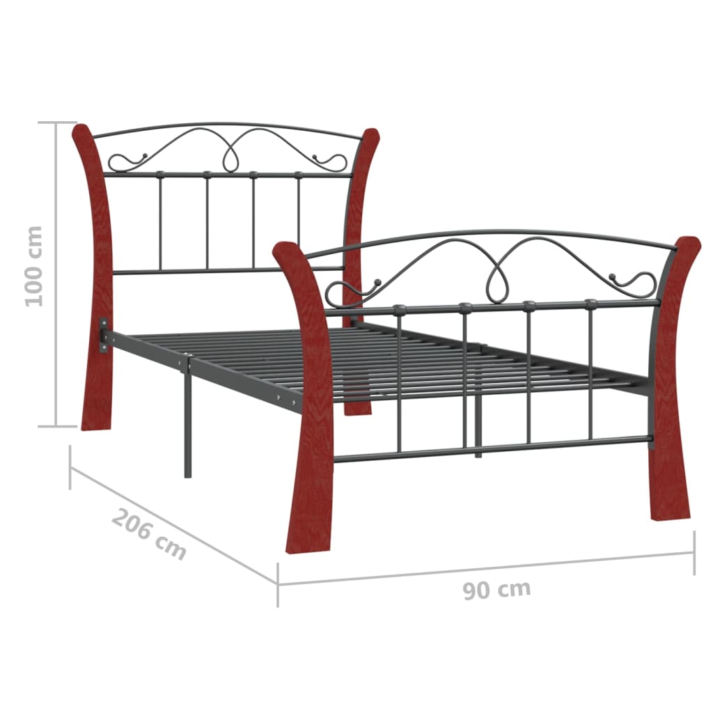 Bed Frame Black Metal 90x200 cm - OLBRIT