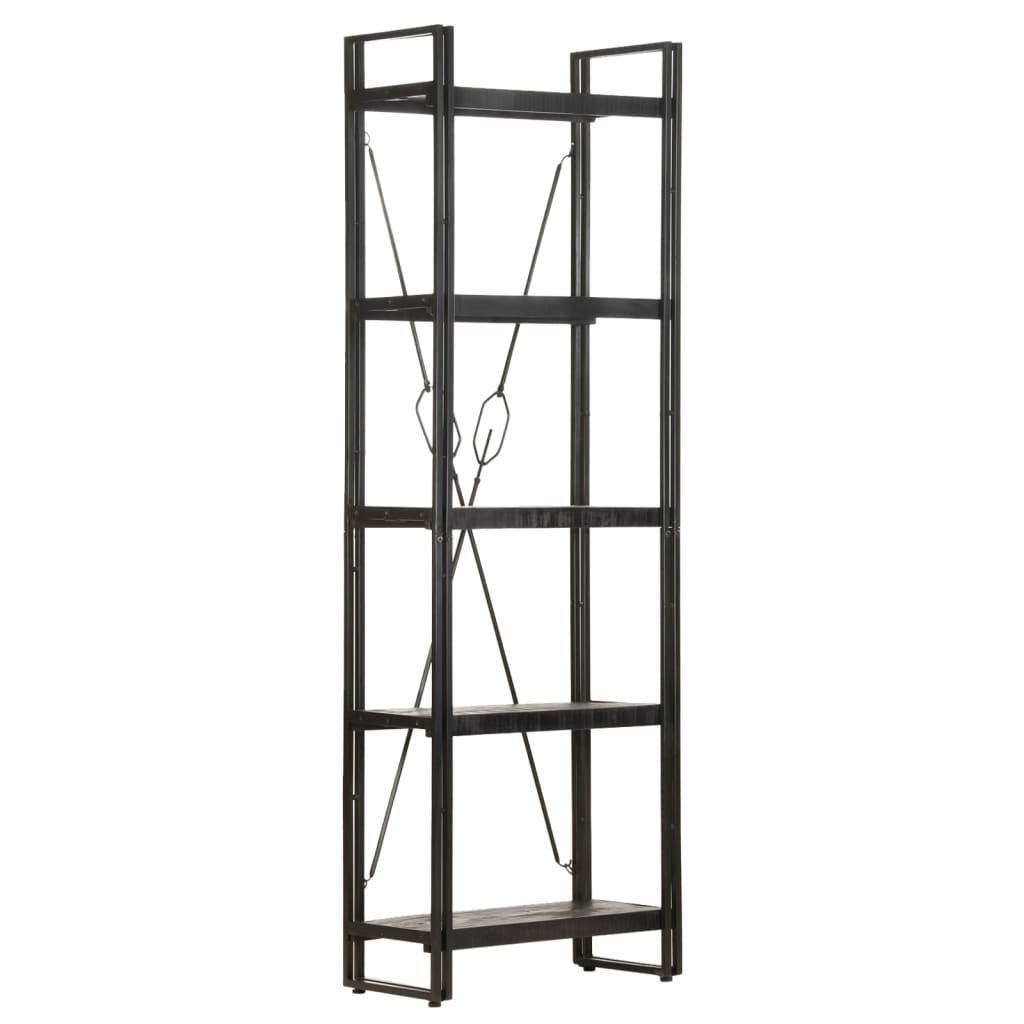 vidaXL 5-Tier Bookcase Black 60x30x180 cm Solid Mango Wood - OLBRIT