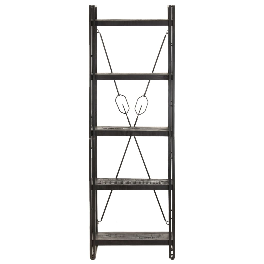 vidaXL 5-Tier Bookcase Black 60x30x180 cm Solid Mango Wood - OLBRIT