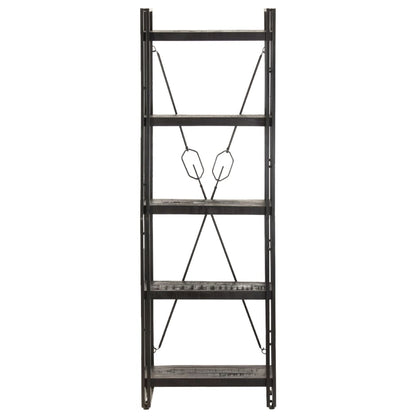 vidaXL 5-Tier Bookcase Black 60x30x180 cm Solid Mango Wood - OLBRIT