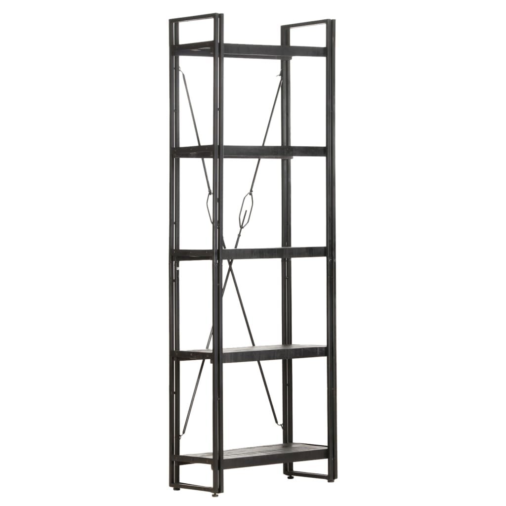 vidaXL 5-Tier Bookcase Black 60x30x180 cm Solid Mango Wood - OLBRIT