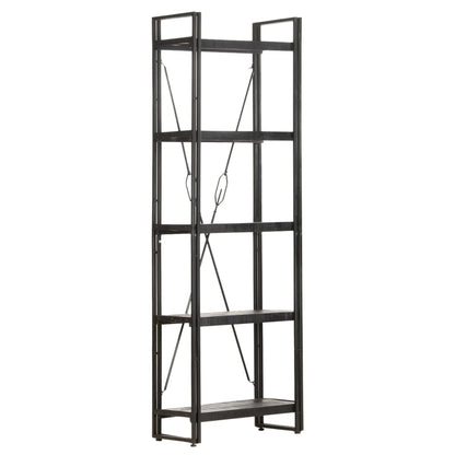 vidaXL 5-Tier Bookcase Black 60x30x180 cm Solid Mango Wood - OLBRIT