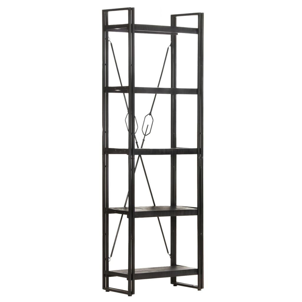 vidaXL 5-Tier Bookcase Black 60x30x180 cm Solid Mango Wood - OLBRIT