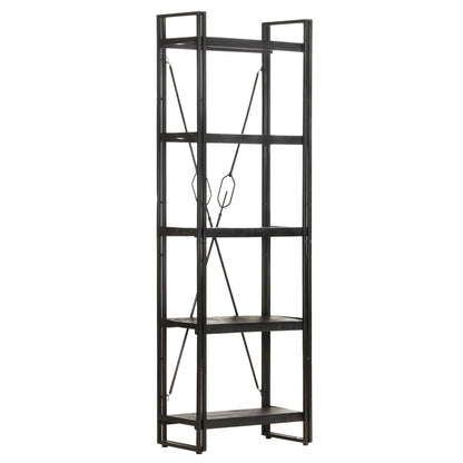vidaXL 5-Tier Bookcase Black 60x30x180 cm Solid Mango Wood - OLBRIT