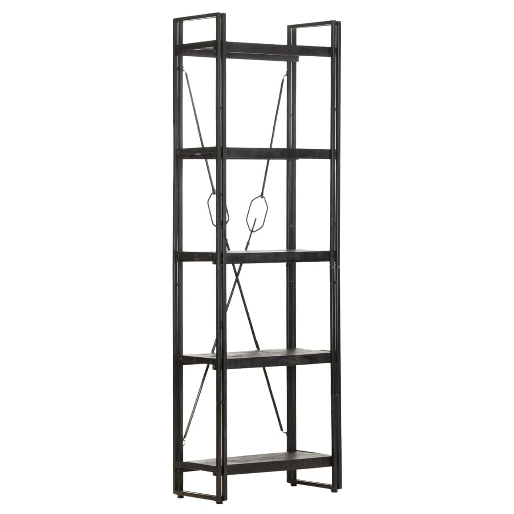 vidaXL 5-Tier Bookcase Black 60x30x180 cm Solid Mango Wood - OLBRIT