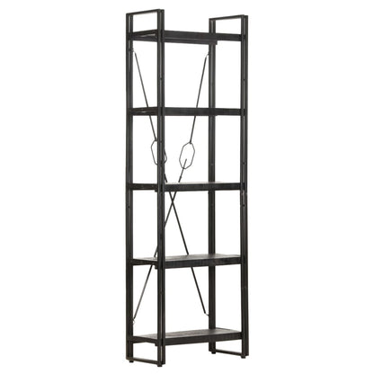 vidaXL 5-Tier Bookcase Black 60x30x180 cm Solid Mango Wood - OLBRIT