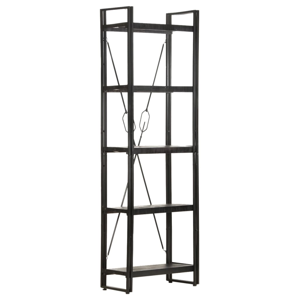 vidaXL 5-Tier Bookcase Black 60x30x180 cm Solid Mango Wood - OLBRIT