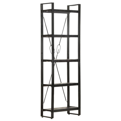 vidaXL 5-Tier Bookcase Black 60x30x180 cm Solid Mango Wood - OLBRIT