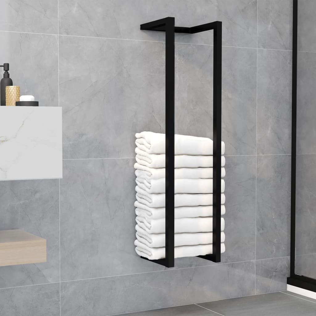 Towel Rack Black 25x20x95 cm Iron - OLBRIT