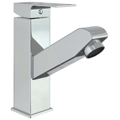 Bathroom Basin Faucet with Pull-out Function Chromed Finish 157x172 mm - OLBRIT