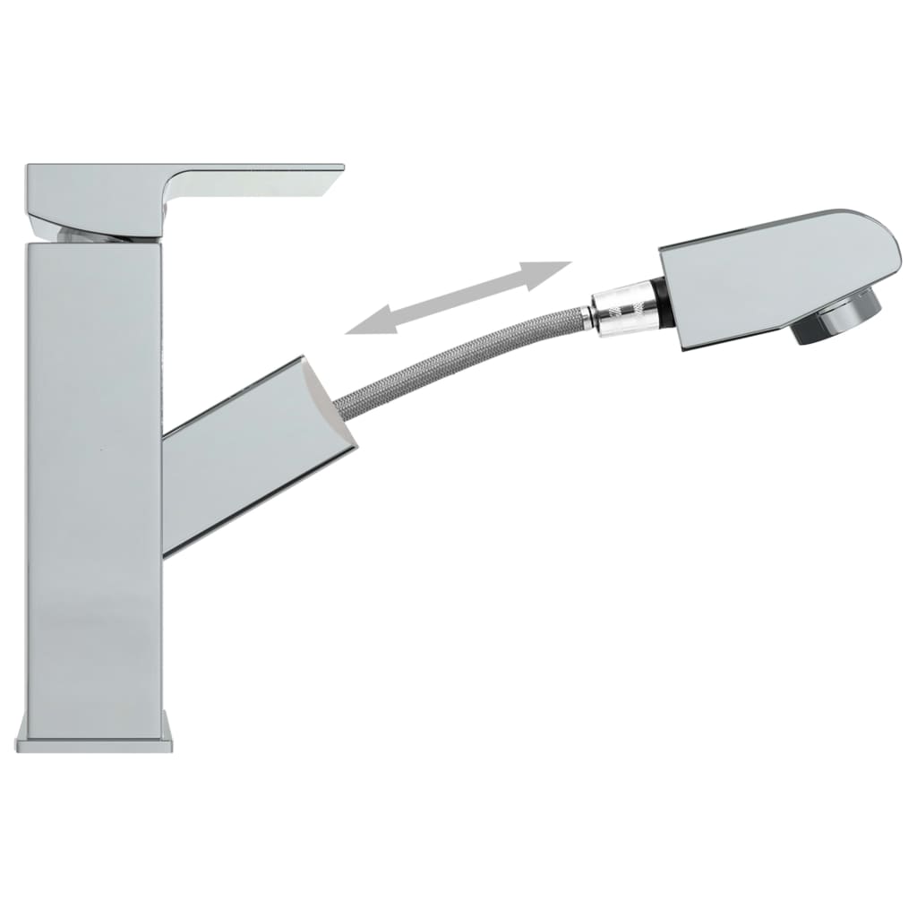 Bathroom Basin Faucet with Pull-out Function Chromed Finish 157x172 mm - OLBRIT