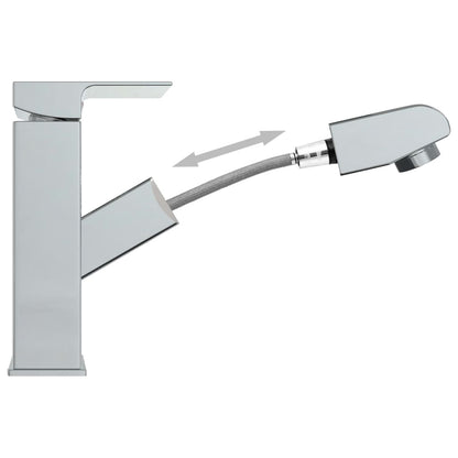 Bathroom Basin Faucet with Pull-out Function Chromed Finish 157x172 mm - OLBRIT