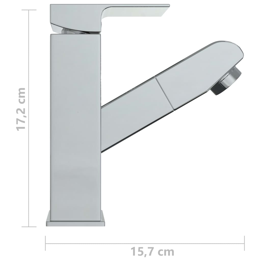 Bathroom Basin Faucet with Pull-out Function Chromed Finish 157x172 mm - OLBRIT