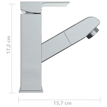 Bathroom Basin Faucet with Pull-out Function Chromed Finish 157x172 mm - OLBRIT