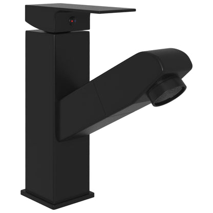 Bathroom Basin Faucet with Pull-out Function Black 157x172 mm - OLBRIT