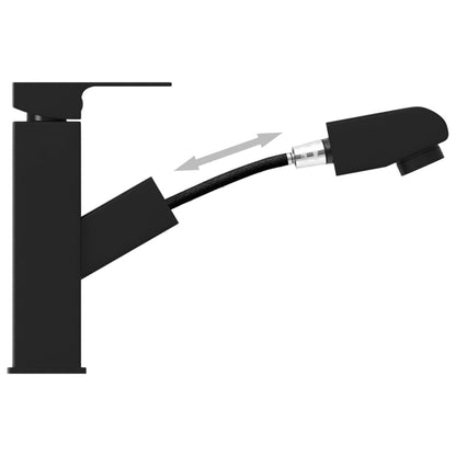Bathroom Basin Faucet with Pull-out Function Black 157x172 mm - OLBRIT