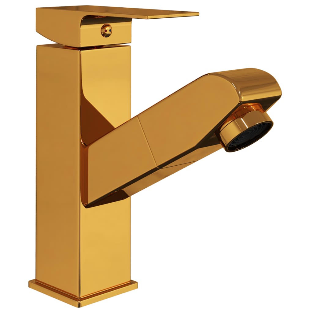 Bathroom Basin Faucet with Pull-out Function Gold 157x172 mm - OLBRIT