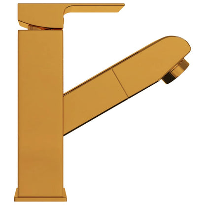 Bathroom Basin Faucet with Pull-out Function Gold 157x172 mm - OLBRIT