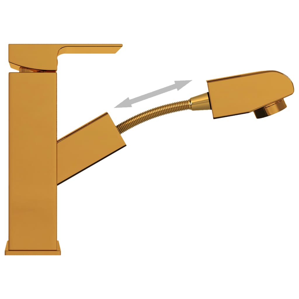 Bathroom Basin Faucet with Pull-out Function Gold 157x172 mm - OLBRIT