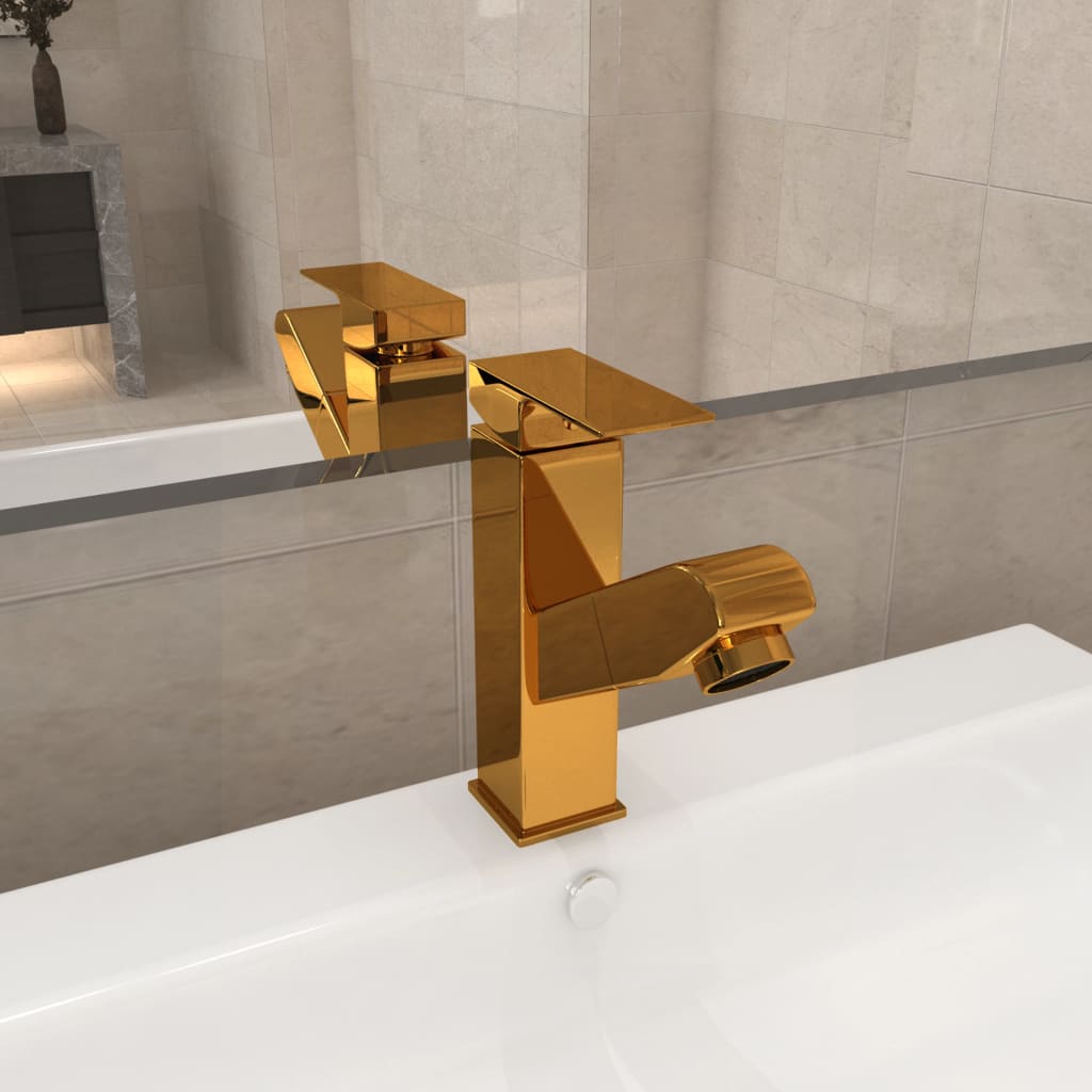 Bathroom Basin Faucet with Pull-out Function Gold 157x172 mm - OLBRIT