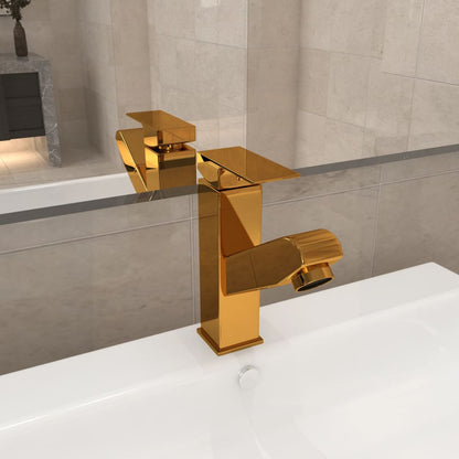 Bathroom Basin Faucet with Pull-out Function Gold 157x172 mm - OLBRIT