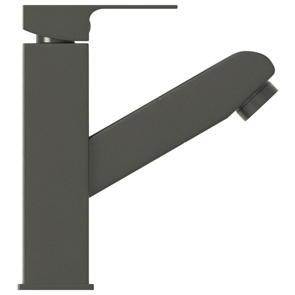 Bathroom Basin Faucet with Pull-out Function Grey 157x172 mm - OLBRIT