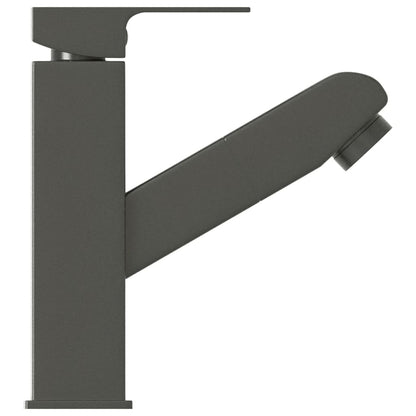 Bathroom Basin Faucet with Pull-out Function Grey 157x172 mm - OLBRIT