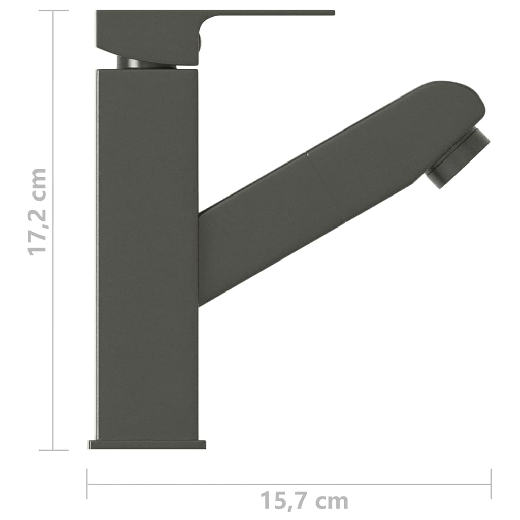 Bathroom Basin Faucet with Pull-out Function Grey 157x172 mm - OLBRIT