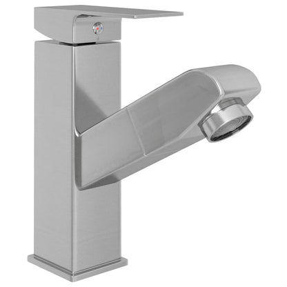 Bathroom Basin Faucet with Pull-out Function Silver 157x172 mm - OLBRIT