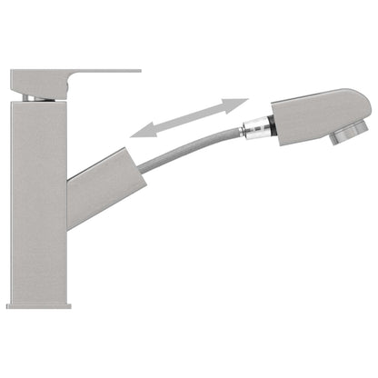 Bathroom Basin Faucet with Pull-out Function Silver 157x172 mm - OLBRIT