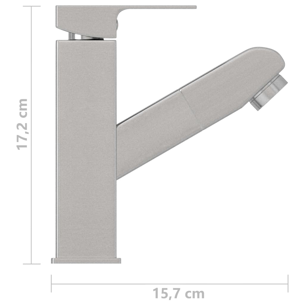 Bathroom Basin Faucet with Pull-out Function Silver 157x172 mm - OLBRIT