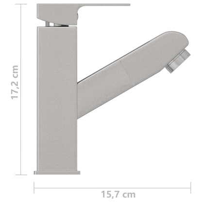 Bathroom Basin Faucet with Pull-out Function Silver 157x172 mm - OLBRIT