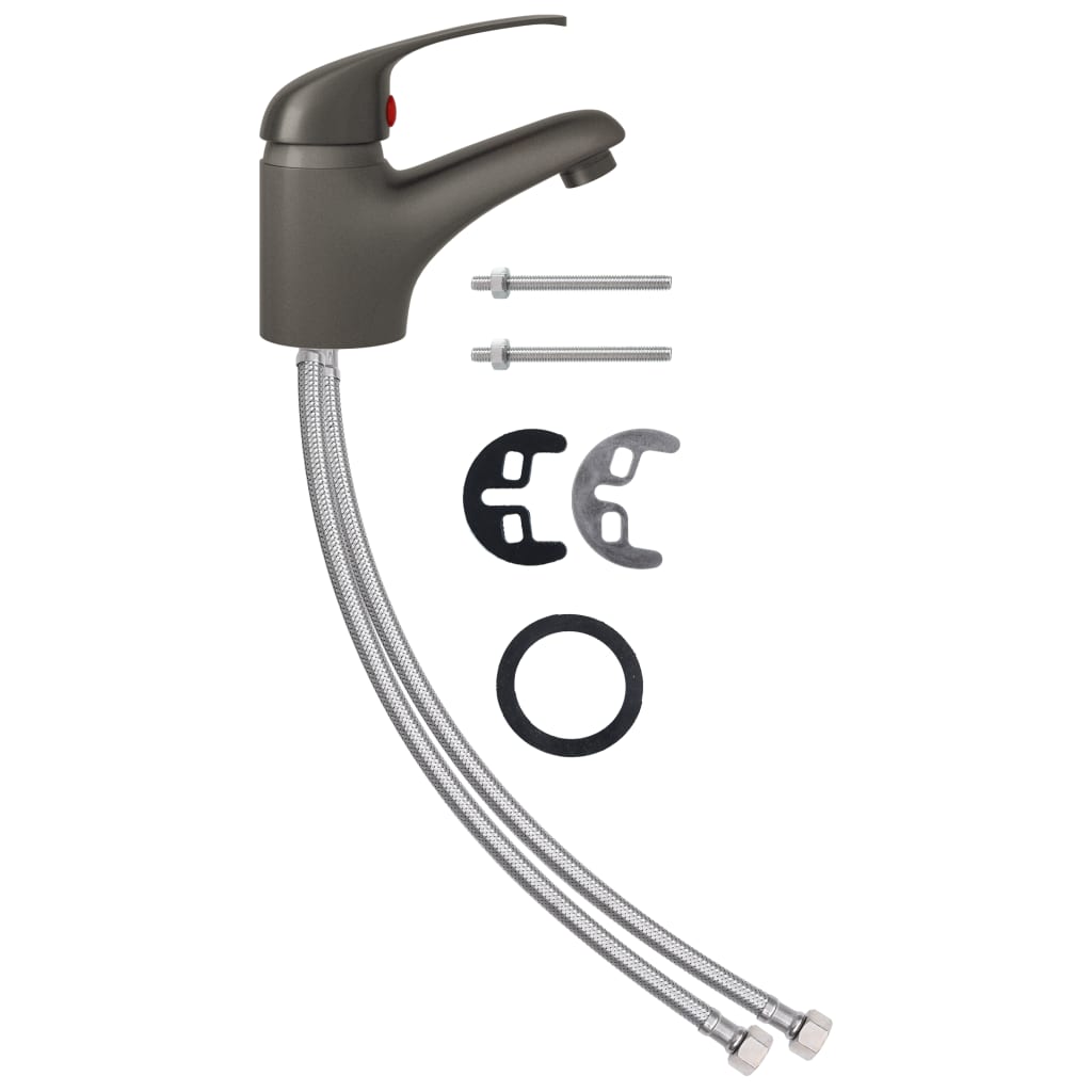 Basin Mixer Tap Grey 13x10 cm - OLBRIT