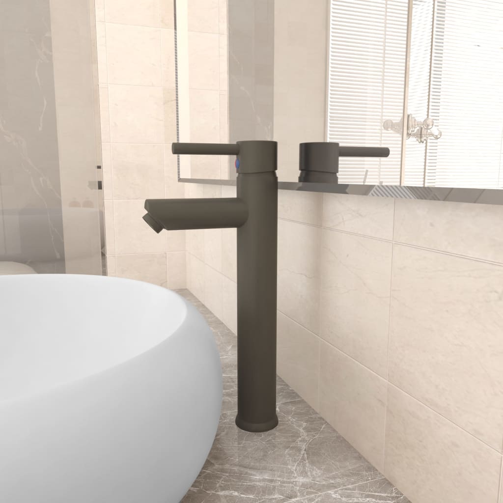 Bathroom Mixer Tap Grey 12x30 cm - OLBRIT