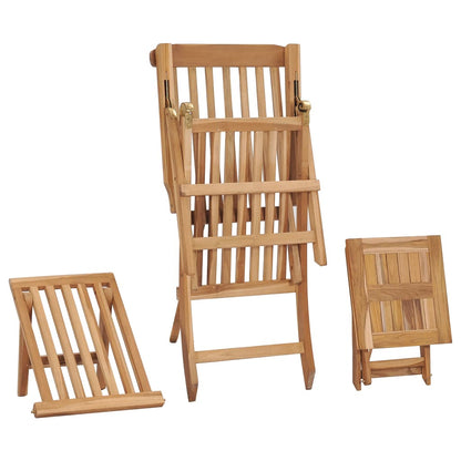 Garden Deck Chair with Footrest and Table Solid Teak Wood - OLBRIT