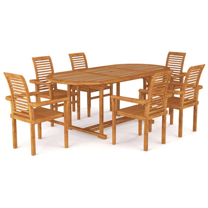 7 Piece Garden Dining Set Solid Teak Wood - OLBRIT